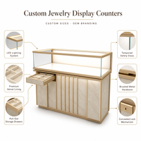 Vitrine de présentation de bijoux LED personnalisée, présentoir de montres, comptoir de présentation de bijoux pour boutique, magasin de détail, vente en gros