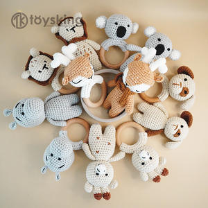 Juego <span class=keywords><strong>de</strong></span> Sonajeros <span class=keywords><strong>de</strong></span> Animales <span class=keywords><strong>de</strong></span> Dibujos Animados Tejidos a Mano - Lindos Juguetes Sensoriales <span class=keywords><strong>de</strong></span> León, Elefante, Conejo, Hipopótamo y Pingüino para Bebés - Product Image 2