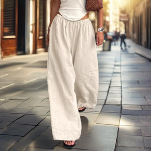<span class=keywords><strong>Pantaloni</strong></span> <span class=keywords><strong>Larghi</strong></span> da <span class=keywords><strong>Donna</strong></span> in Cotone e <span class=keywords><strong>Lino</strong></span>, Comodi e Chic, con Tasche e Vita Elastica - Product Image 4