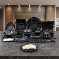 Assiettes de restaurant en mélamine noir mat, pièces, vente en gros, assiettes en mélamine, vaisselle