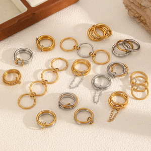 Geometric Stainless Steel <b>Ring</b> Multi Layered <b>Titanium</b> Steel Unisex Fashion <b>Rings</b> Gift Jewelry - Product Image 2