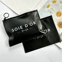 Mode personnalisé noir pinceau de maquillage emballage sacs en plastique petit Durable sac à fermeture éclair pour cosmétique PVC Ziplock pochette à bijoux