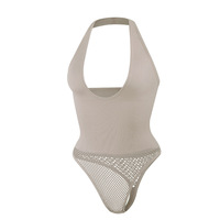Combinaison Halter Femme Sans Couture en Nylon, Design Sexy au Dos, Body Sculptant la Taille ; Lingerie Gainante Grande Taille Effet Ventre Plat et Rehaussement des Fesses