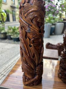 Дракон и Феникс благословение резьба по дереву колонна элегантный бамбуковый и деревянный продукт рукоделия - Product Image 5