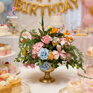 Rosas Azules Artificiales de Seda Suave y Coloridas, Hortensias Rosas Realistas, Decoración Moderna para Bodas - Product Image 1