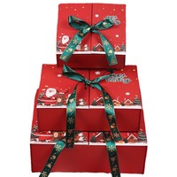 Boîte en papier portable haut de gamme à double porte personnalisée avec ruban, boîte de rangement pour cadre photo de Noël de luxe