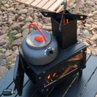 Réchaud portable mini en acier pour le camping en plein air, réchaud à fusée multi-combustibles