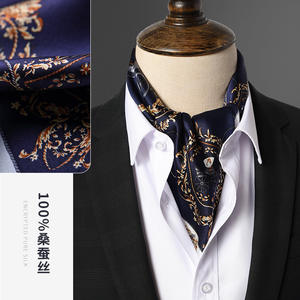 <span class=keywords><strong>Ascot</strong></span> de seda para hombre, pequeño cuadrado de seda, flor de anacardo, traje de primavera y otoño para hombre, camisa, cuello, bufanda, bufanda fina Retro de negocios - Product Image 1