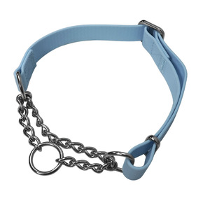Light Blue Waterproof PVC Dog <b>Collar</b> And <b>Leash</b> Set With Metal Chain D Rings Snap Hook For Outdoor Walking Custom Available - Product Image 3