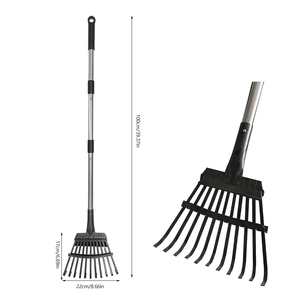 Râteau en métal multi-usages à 11 dents, râteau <span class=keywords><strong>de</strong></span> jardin, râteau à feuilles, manche détachable pour le nettoyage du jardin en extérieur, pratique et efficace - Product Image 1
