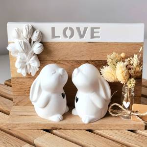 1pc Love Rabbit 3D Candle <b>Silicone</b> Mold, Easter Animal Statue, Cute Plaster and Resin Casting, Home Decoration Craft <b>Tool</b> - Product Image 3