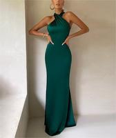 Nouvelle robe sirène haut de gamme sans manches, dos nu, coupe ajustée, à col croisé