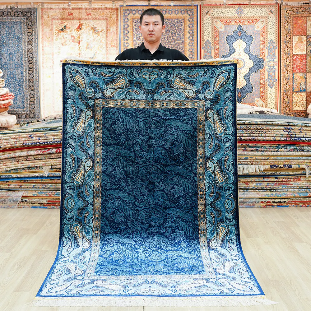 4x6ft Vloerkleed Luxe Perzische Handgeknoopte Fancy Polyester Grote Marokkaanse Handgemaakte Deken Zijden Tapijt