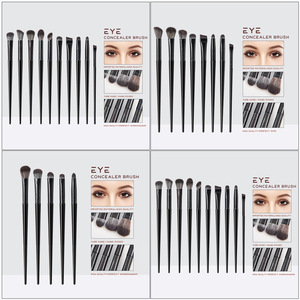 10pcs <b>Eye</b> Makeup Brush Set Nylon Flat Eyeshadow Eyeliner Nose Contour Detail Blending Portable Cosmetic Brush Kit - Product Image 4
