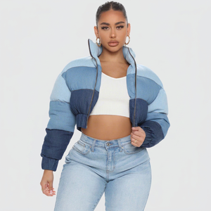 Wholesale <b>Women</b>’s Color Contrast Puffer Jacket Custom Wear Windproof Zipper Closure Side Pockets <b>Women's</b> Premium <b>Coat</b> For <b>Winter</b> - Product Image 1
