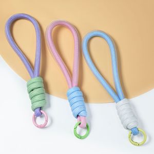 Wanlisheng Phone <b>Lanyard</b> 5Mm <b>Polyester</b> Braided Wrist Strap With Pink Carabiner For Mobile Phone - Product Image 3