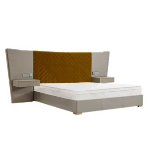 高級ベッドルームモダンキングサイズレザーメタルベッドセット高級クイーンサイズ家具ベッド