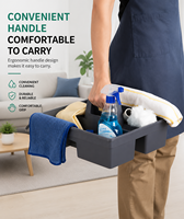 Panier de rangement rectangulaire en plastique écologique avec poignées pour outils de nettoyage de salle de bain et de cuisine, usage quotidien