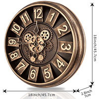 Horloge murale de luxe de 18 pouces, couleur bronze doré brun foncé, style arabe, pour la décoration de la maison, horloge à aiguilles à quartz à face unique, CE RoHs