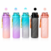 Bouteille et capsules 1L – Bouteille d'eau aromatisée dégradée avec bouchon saveur pour bouteille d'eau Tritan sport personnalisée – Idéale pour un cadeau