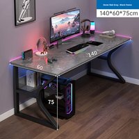 Bureau de Gaming Industriel en Promotion avec Éclairage RGB Intégré, Rangement CPU, Résistant à l'Usure, en MDF Grain de Bois et Acier Durable