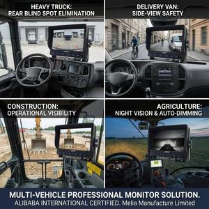 Système de caméra de recul Melia 7 pouces à 3 canaux, moniteur pour <span class=keywords><strong>camion</strong></span>, 12-36V, étanche, 1080P, atténuation automatique, kit de montage intégré pour appuie-tête, camping-car, bus - Product Image 4