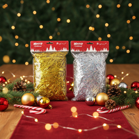 Papier de remplissage pour boîte cadeau en raphia métallisé doré brillant, avec coupe ondulée et paillettes