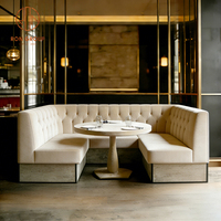 Ensemble de mobilier de restaurant en marbre courbé pour café et salon de thé : canapé, banquette, table et chaises