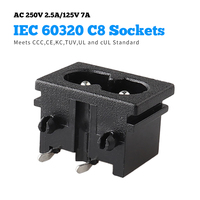 Prise électrique mâle IEC C8 2 broches LZ-8-4P8, prise de courant résidentielle/générale, connecteur d'alimentation