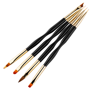 Lot de 4 pinceaux double tête pour nail art, en nylon, à double extrémité, pour la peinture fine, idéal pour la décoration des ongles en salon - Product Image 4
