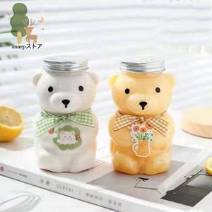 Chai nhựa hình gấu dễ thương dùng đựng trà sữa, nước ép, sản xuất tại Trung Quốc, có nắp vặn bằng nhôm - Product Image 2