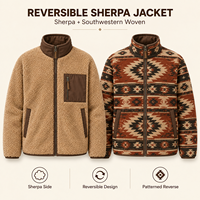 Veste polaire Sherpa entièrement zippée pour homme, réversible, style sud-ouest, manteau d'hiver tissé, fournisseur en gros personnalisé pour l'extérieur