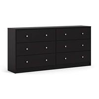 3 pièces ensemble de 2 commodes et 6 tiroirs commode Double-noir meubles de chambre à coucher