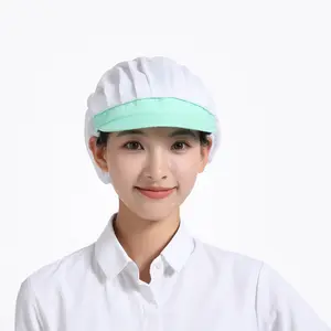 Chapeaux de salle blanche en polyester non pelucheux lavables unisexes Casquette de cheveux Esd antistatique bleue de travail sûre