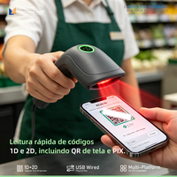 Lecteur de code-barres 2D QR USB filaire Xincode, scanner portable pour lecture d'écran de téléphone portable, paiement PIX, PDV
