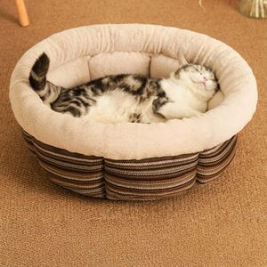 Luxury Custom XL Striped Dog <b>Cat</b> Bed Cave Small Animals Woolen Flannel PP Cotton Warm Winter Pet House Protective Eco-Friendly - Product Image 4