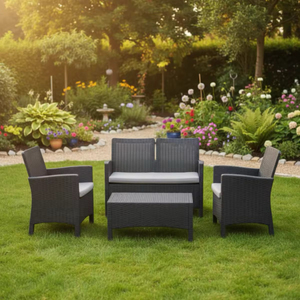 Ensemble de salon de jardin en rotin tressé de qualité commerciale, 4 pièces, avec coussins épais pour jardin et cour arrière - Product Image 6