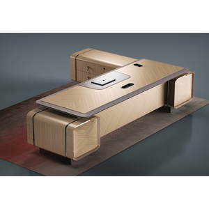Office MDF L Shaped Luxury Design Boss Table <b>Solid</b> <b>Wood</b> Office <b>Desk</b> Executive Computer Office Table Furniture - Product Image 4