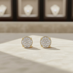 Orecchini a Perno Hillebcal E1730 in Oro con Zirconi Rotondi Micro Pavé, Gioielli Unisex Classici alla Moda - Product Image 2