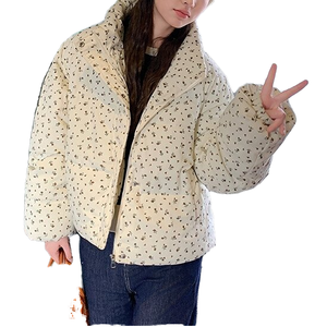 Nueva Chaqueta de algodón Floral de moda coreana para mujer, cuello alto largo transpirable con cierre de cremallera, ropa de abrigo informal para verano - Product Image 1