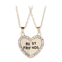 Vente chaude 1 paire meilleurs amis collier demi-partie coeur pendentif collier amitié pour Couple amis tour de cou bijoux cadeaux