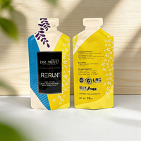 Sachets plats en aluminium imprimés sur mesure, thermoscellables, en forme de bouteille, pour échantillons de boissons liquides, miel, gels énergétiques, gelées, et emballages.