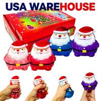 Jouet Squishy Père Noël Super Mignon en Maltose, Père Noël à Chapeau Rouge, Cadeau de Noël pour Chaussette, Sans BPA, Jouet Squishy de Noël