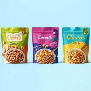 Pochette debout brillante imprimée sur mesure avec fermeture à glissière refermable étanche à l'humidité pour les céréales de petit déjeuner aux fruits flocons d'avoine - Product Image 3