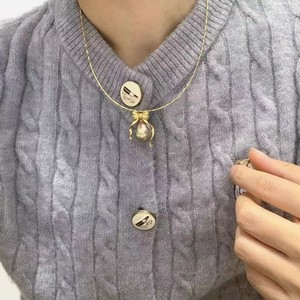 31212 Accessoire en perles DIY Pendentif en argent S925 avec plateau vide Noeud papillon Collier avec perles de 9-13 mm - Product Image 2