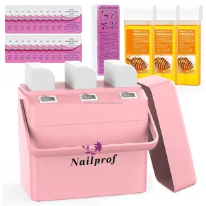 Nailprof Hair Removal Triple Roll-On Wax Warmer with 3 Honey Depilatory Wax Cartridge