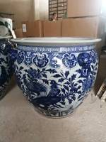 Set Pot bunga keramik Jingdezhen dapat disesuaikan lukisan tangan bunga Phoenix biru putih untuk penggunaan taman luar ruangan besar