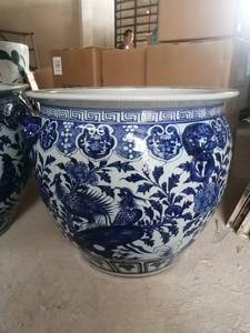 Ensemble de pots de fleurs en céramique Jingdezhen peints à la main en bleu et blanc <span class=keywords><strong>pour</strong></span> le jardin. - Product Image 5