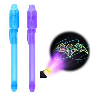 Yaratıcı Led siyah ışık kalem çocuklar için çizim kurulu el feneri kalıcı UV belirteçleri özel kırtasiye hediye