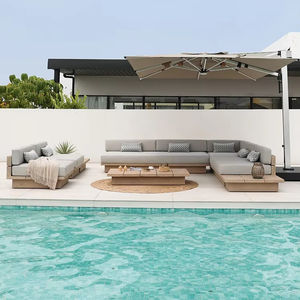 Ensemble <span class=keywords><strong>de</strong></span> canapés d'extérieur en teck moderne en bois massif imperméable pour cour, toit, jardin, terrasse, parc et hôtel, loisirs, combinaison <span class=keywords><strong>de</strong></span> plein air - Product Image 1